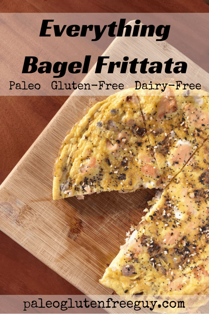 Frittata with capers, onions and smoked salmon, sprinkled with everything bagel spice mix