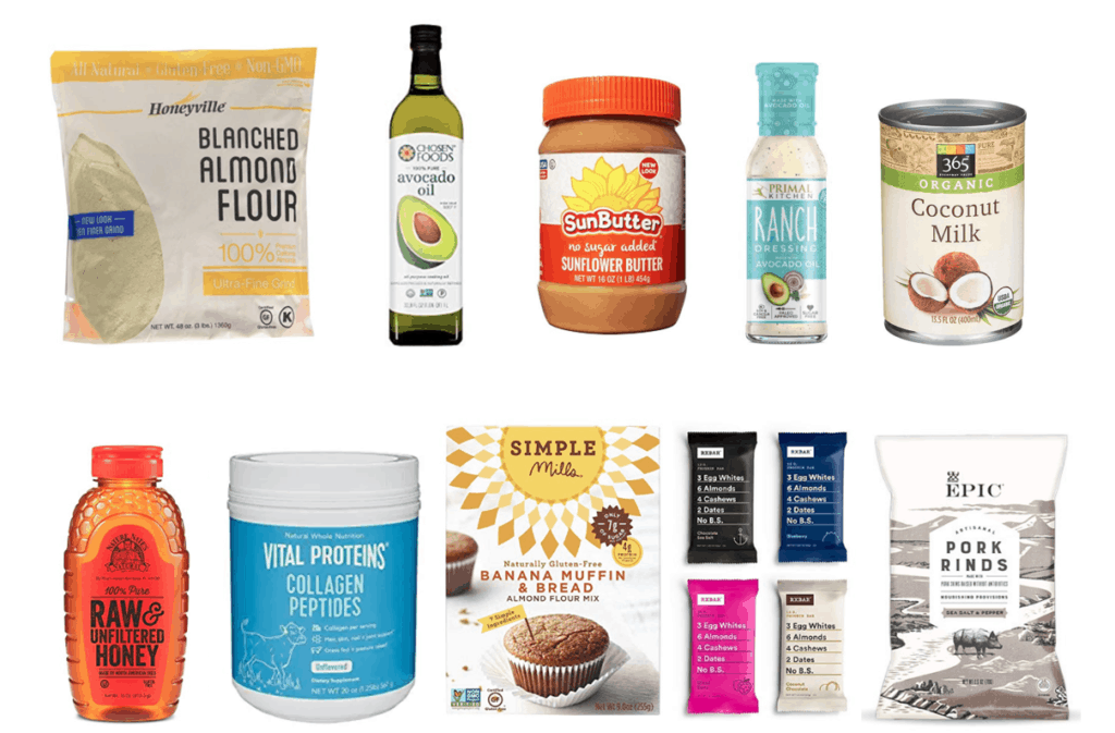 A list of Paleo pantry items with their images