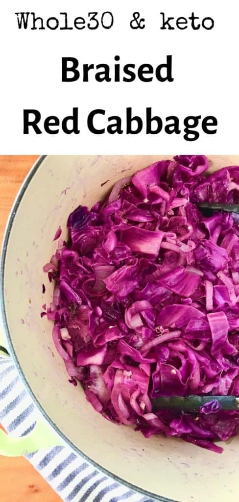 a big pot full of healthy braised red cabbage