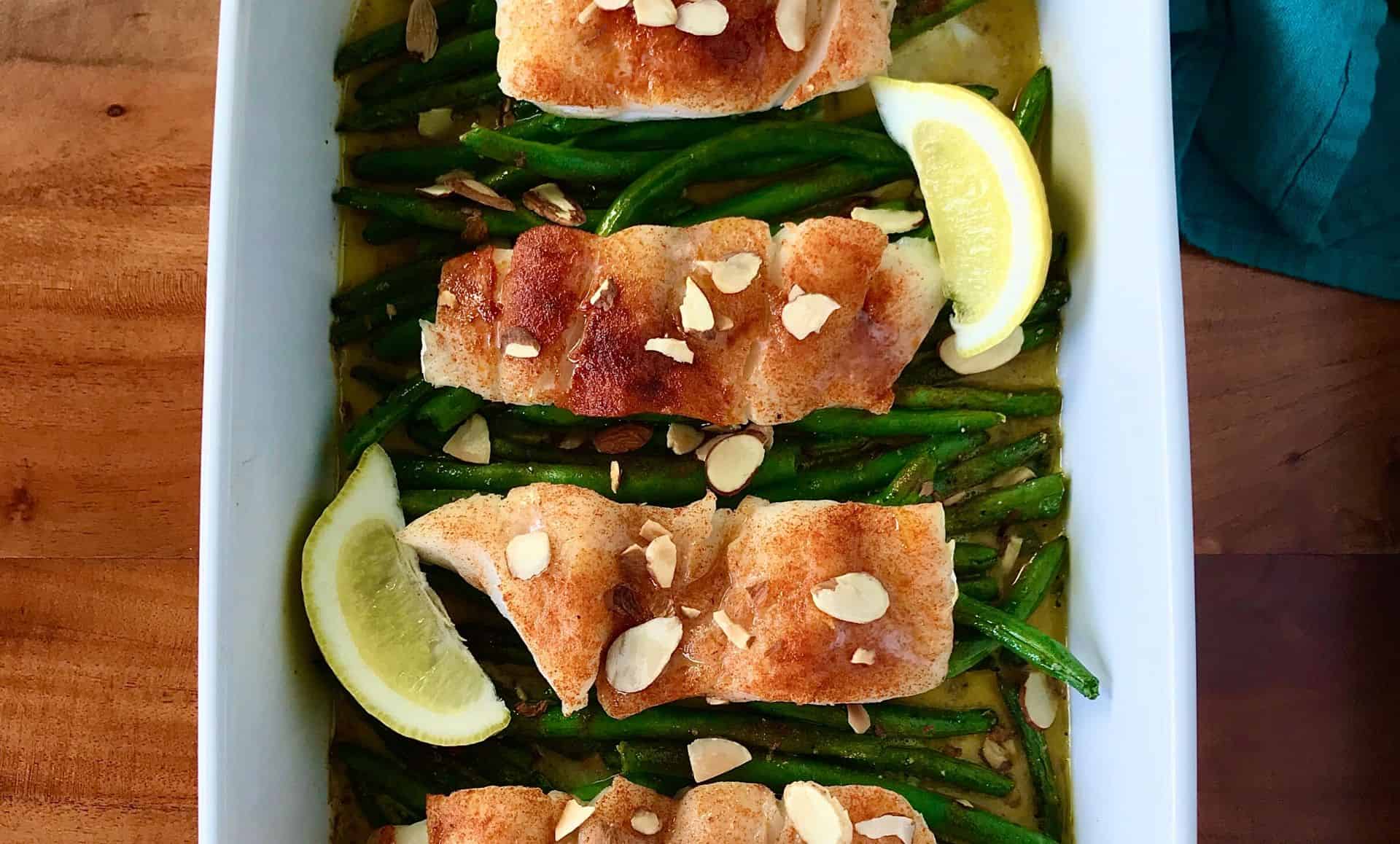 Spiced Butter Baked Cod with Green Beans