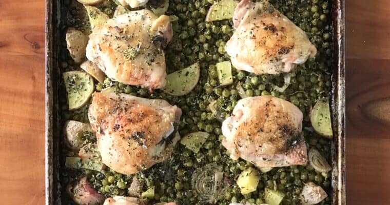 Sheet Pan Chicken, Potatoes and Peas (Whole30)