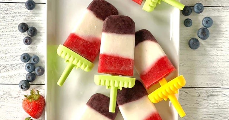 Red, White and Blue Popsicles – Healthy, 5 Ingredients!